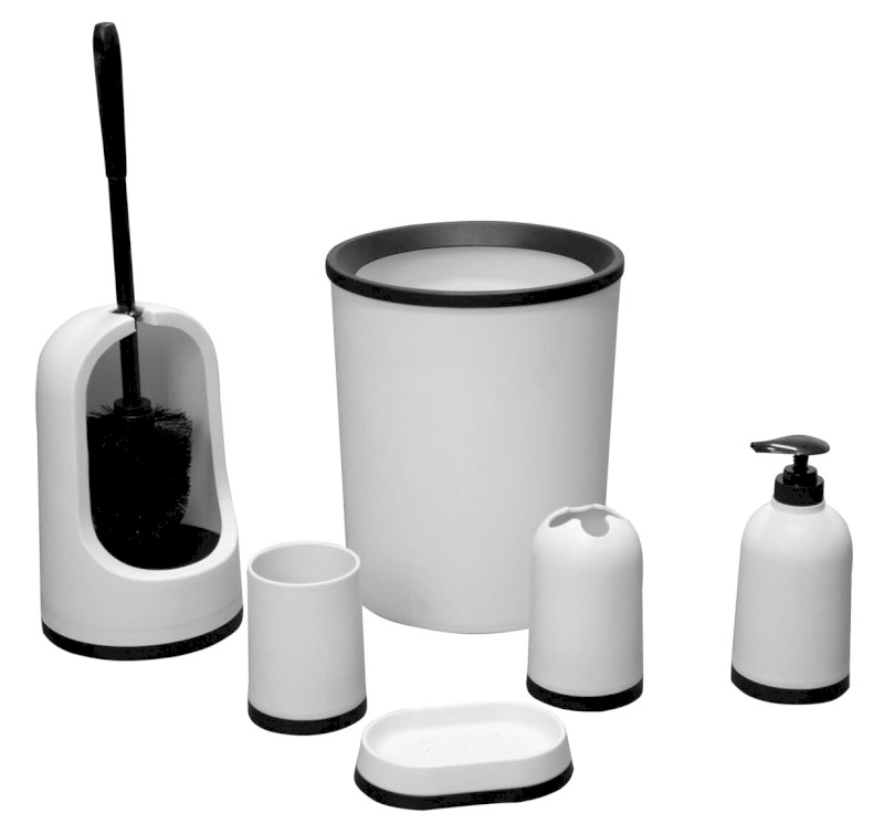 PLAIN koupelnový set 6 ks doplňků na postavení, bílá 2018901