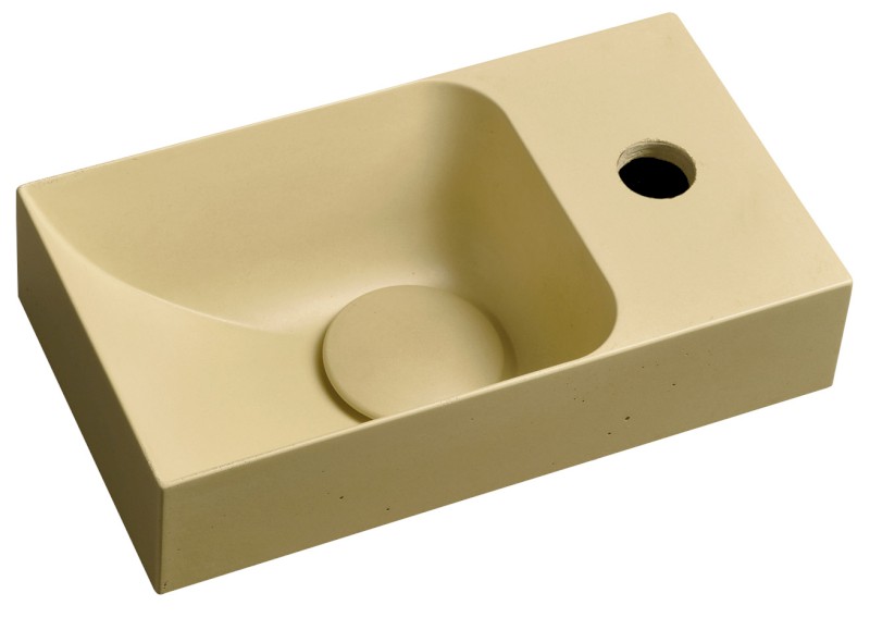 PICCOLINO betonové umývátko 30,8x17cm, baterie vpravo, žlutá mat PK30522
