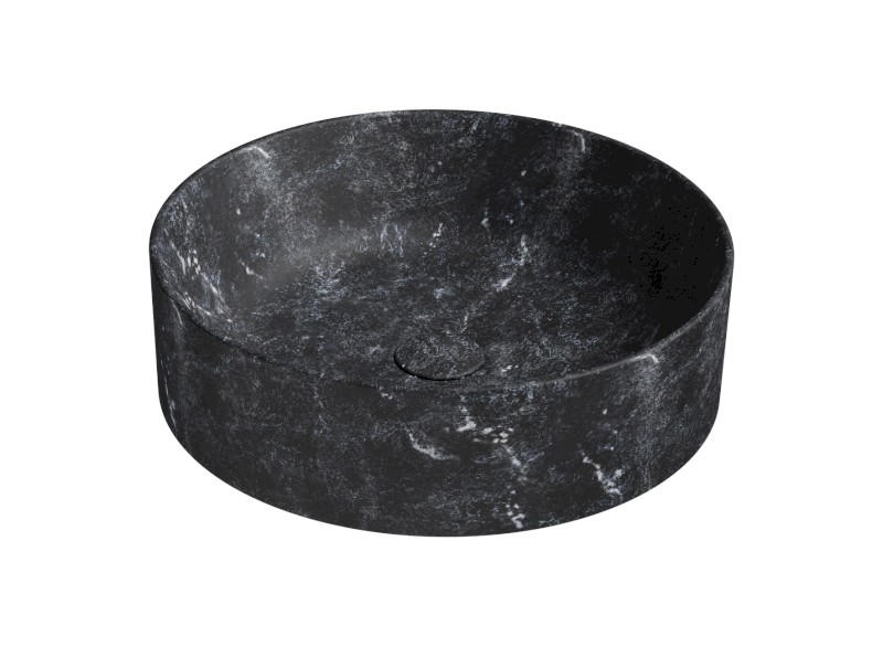 ALTACERAMICA keramické umyvadlo na desku, průměr 45cm, mramor/černá mat AC30636