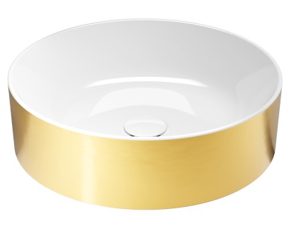 KUBE X keramické umyvadlo na desku, průměr 45cm, bílá/zlatá 942750