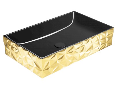 KUBE X DIAMANT keramické umyvadlo na desku, 60x37cm, černá/zlatá 944151
