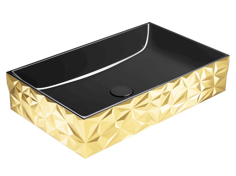 KUBE X DIAMANT keramické umyvadlo na desku, 60x37cm, černá/zlatá 944151