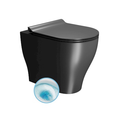 TONO WC mísa stojící, Geniusflush, 36x53cm, spodní/zadní odpad, černá dual-mat 641026