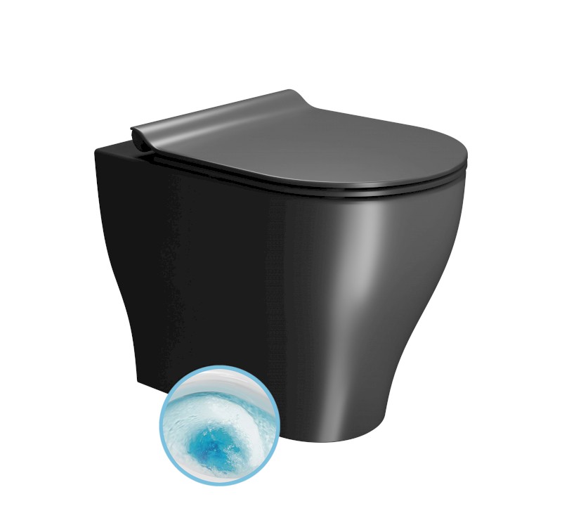 TONO WC mísa stojící, Geniusflush, 36x53cm, spodní/zadní odpad, černá dual-mat 641026