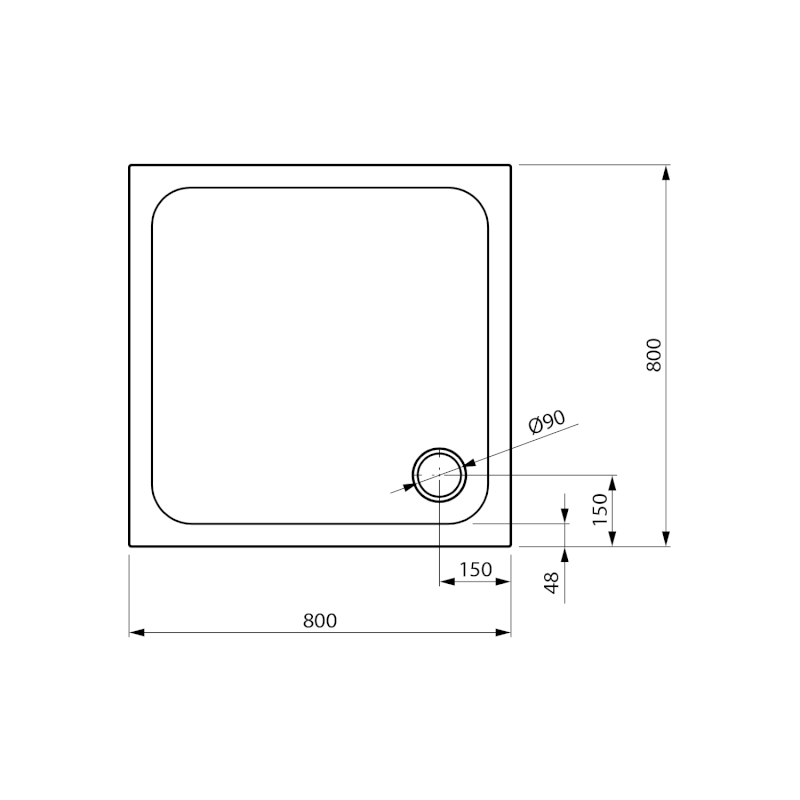 ELZA sprchová vanička z litého mramoru, čtverec 80x80cm, bílá 801.111.4