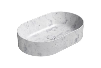 ALTACERAMICA keramické umyvadlo na desku, 60x37cm, oválné, mramor/bílá mat AC30535