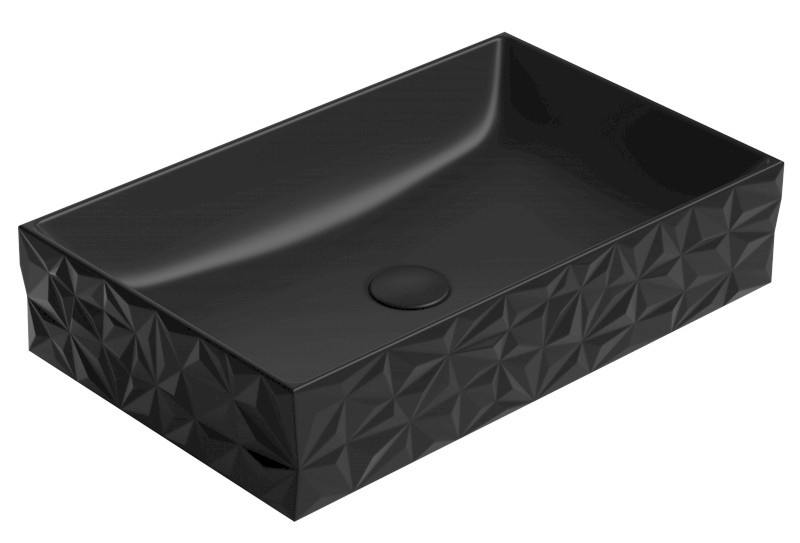 KUBE X DIAMANT keramické umyvadlo na desku, 60x37cm, černá mat 944126