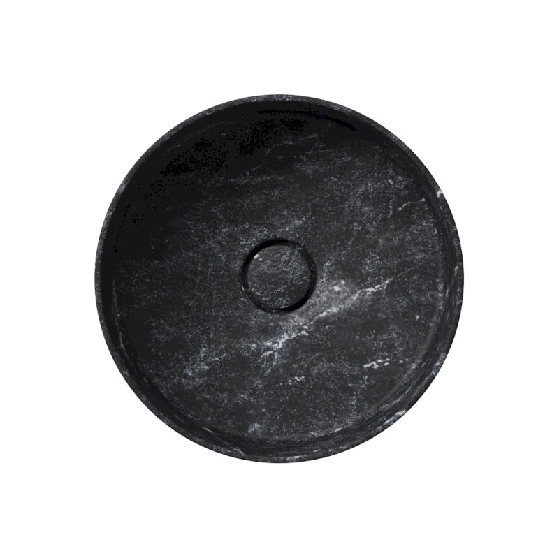 ALTACERAMICA keramické umyvadlo na desku, průměr 40cm, mramor/černá mat AC30136