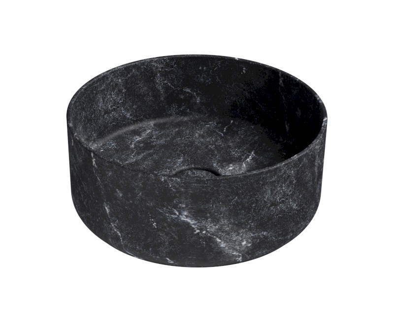 ALTACERAMICA keramické umyvadlo na desku, průměr 40cm, mramor/černá mat AC30136