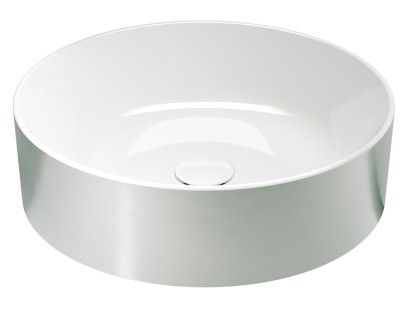 KUBE X keramické umyvadlo na desku, průměr 45cm, bílá/stříbrná 942755