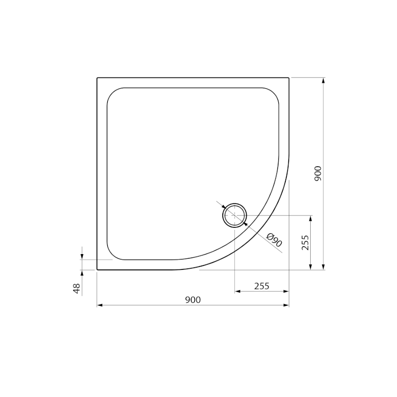 ELZA sprchová vanička z litého mramoru, čtvrtkruh 90x90cm, R550, bílá 801.117.4
