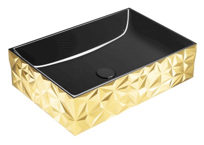 KUBE X DIAMANT keramické umyvadlo na desku, 50x37cm, černá/zlatá 944051