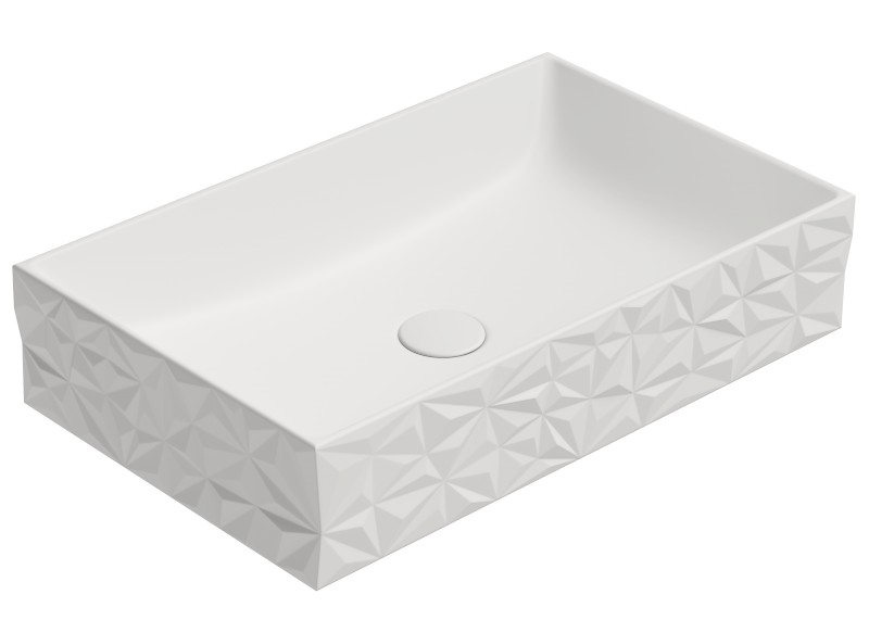 KUBE X DIAMANT keramické umyvadlo na desku, 60x37cm, bílá mat 944109