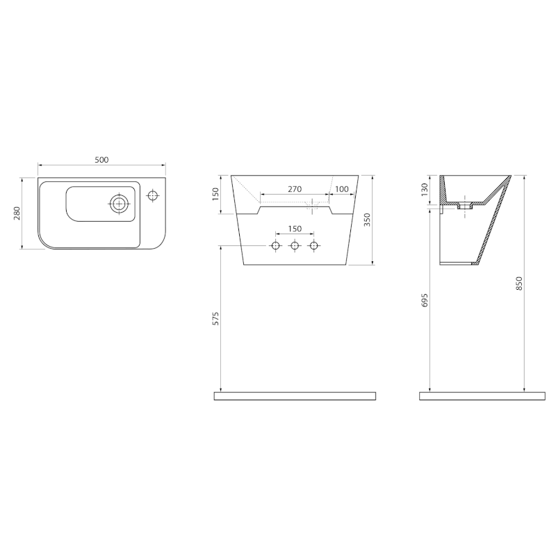 PRIMO keramické umývátko 50x28cm, bílá 100605
