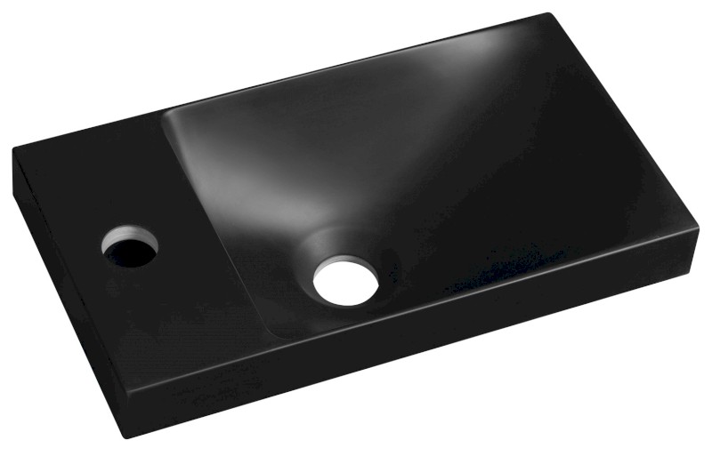 AGOS umývátko, litý mramor, 40x22cm, levé/pravé, černá mat AS400B