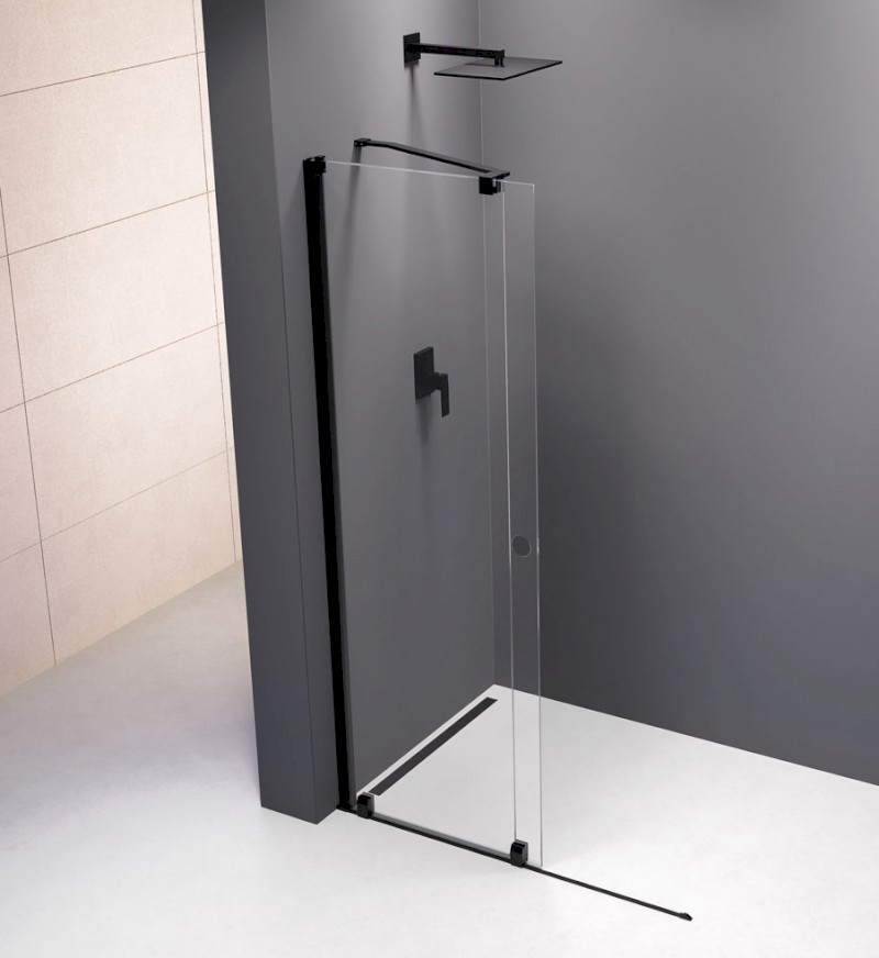 ROLLS BLACK sprchové dveře do prostoru 1000 mm, výška 2000 mm, čiré sklo MS5-100B