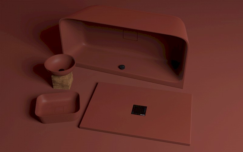 FLEXIA vanička z litého mramoru s možností úpravy rozměru, 150x80cm, hnědá mat 72901.71