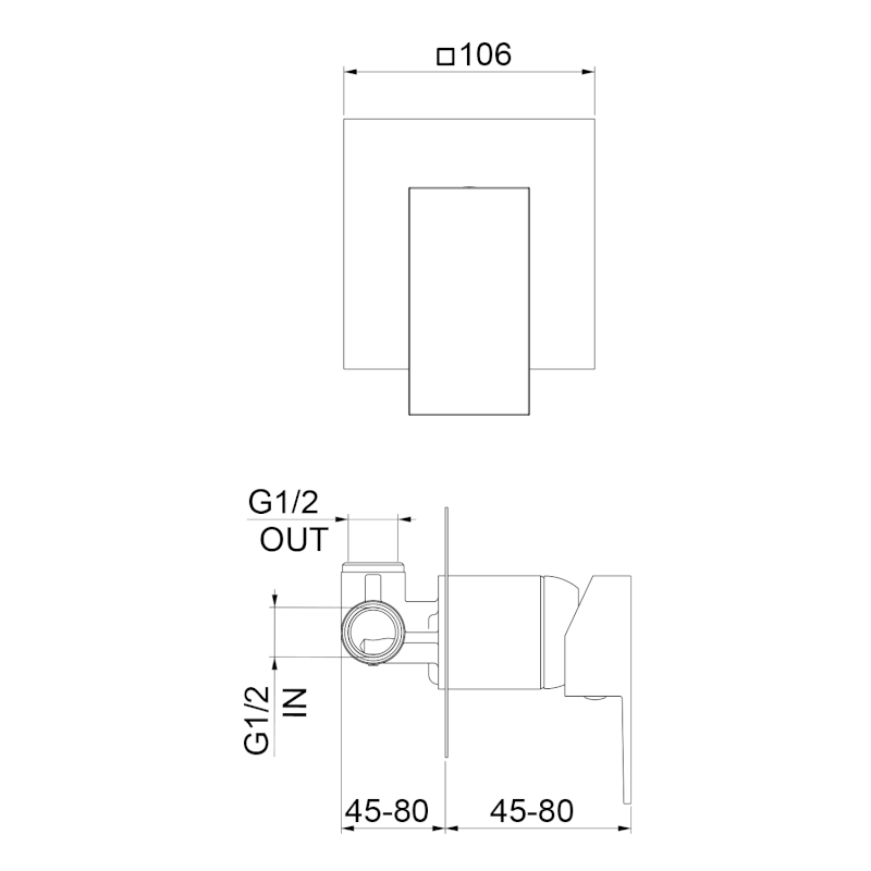 SPECTRE podomítková sprchová baterie, 1 výstup, chrom 1102-76