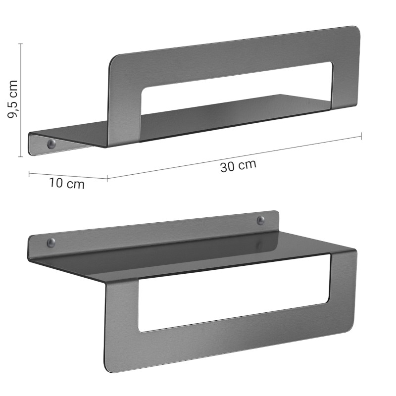 CLEO polička s držákem ručníků 300mm, gun metal 2019813