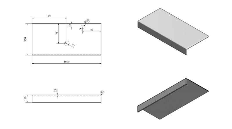 TAILOR rockstone deska 160x50 cm, provedení límce F TR160F