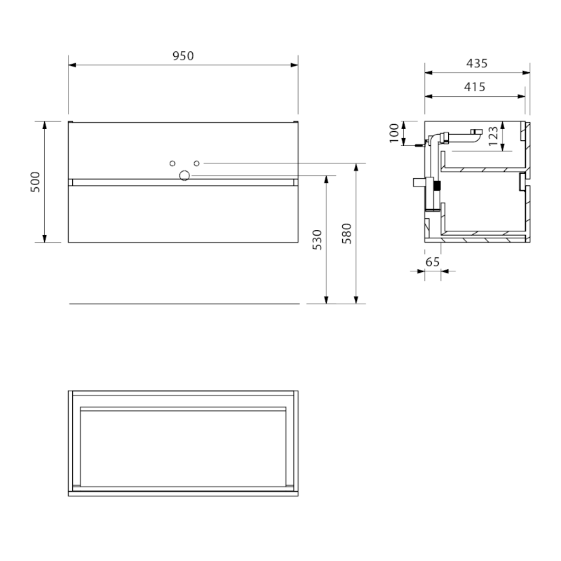ODETTA umyvadlová skříňka 95x50x43,5cm, jilm bardini DT100-1313