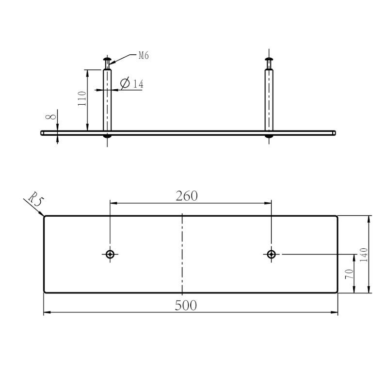 Police ke galerce, včetně uchycení, 50cm, chrom SH050