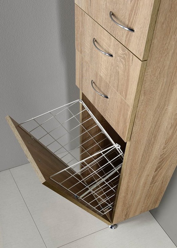 ZOJA/KERAMIA FRESH skříňka vysoká s košem 35x184x29cm, dub platin 51232