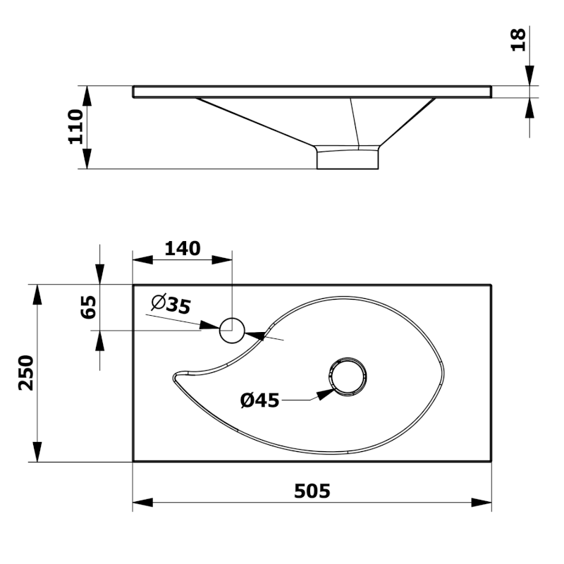 AQUA umývátko 50,5x25cm, litý mramor, bílá 10053