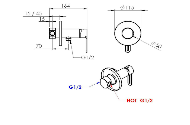 Podomítková bidetová baterie se Stop sprškou, kulatá, chrom 1103-07