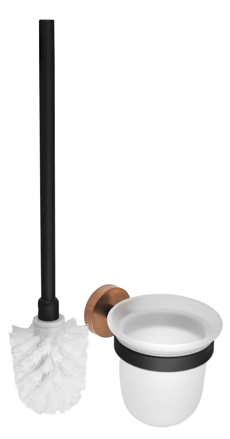 LARISSA WC štětka závěsná, mléčné sklo, černá/měď mat WS008BC