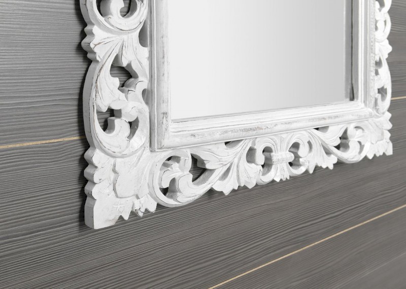 SCULE zrcadlo ve vyřezávaném rámu 80x150cm, bílá IN328