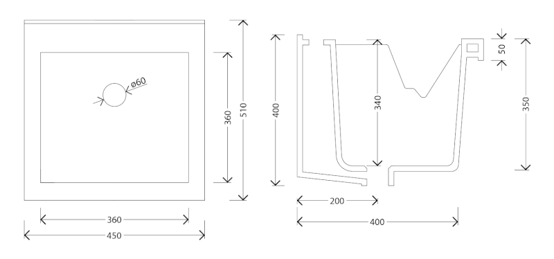 Keramická výlevka, 45x50cm, s přepadem WH118
