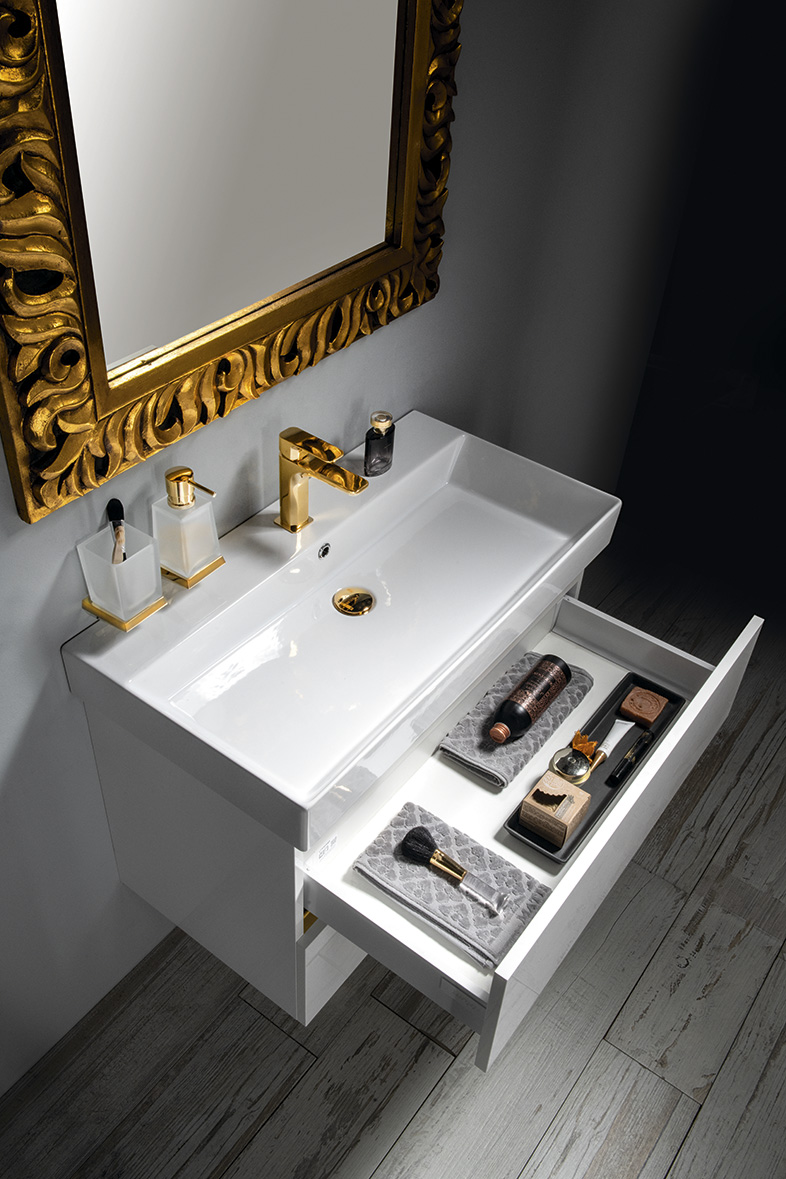 ODETTA umyvadlová skříňka 82x50x43,5cm, bílá lesk DT085-3030