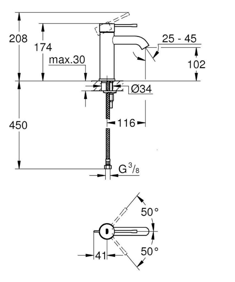Essence Umyvadlová baterie, chrom GROHE 23590001