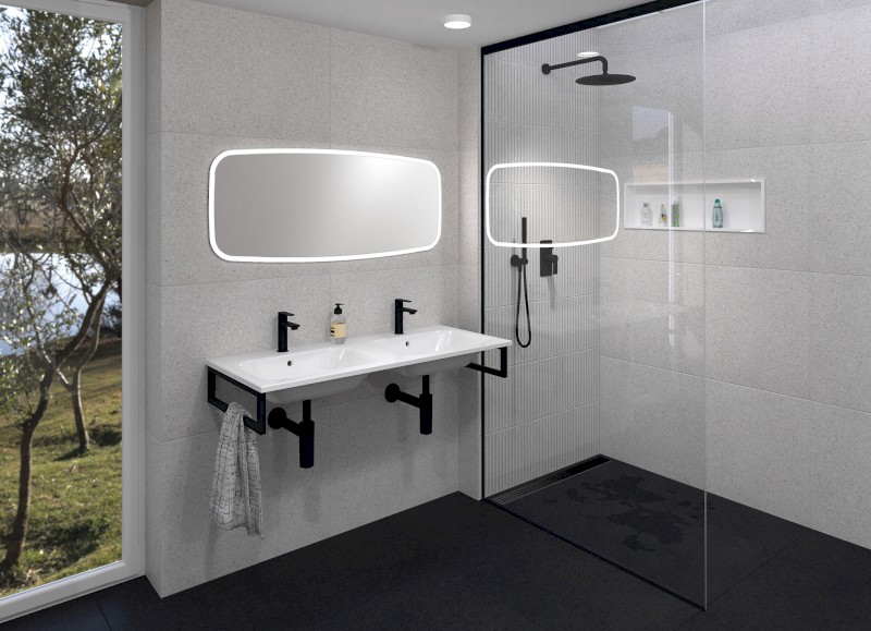 ARECA dvojumyvadlo, litý mramor, 121x51,5cm, bílá AC121