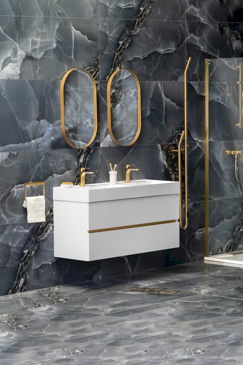 ODETTA umyvadlová skříňka 118x50x43,5cm, bílá lesk DT120-3030