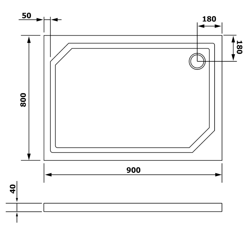 SARA sprchová vanička z litého mramoru, obdélník 90x80cm, bílá HS8090