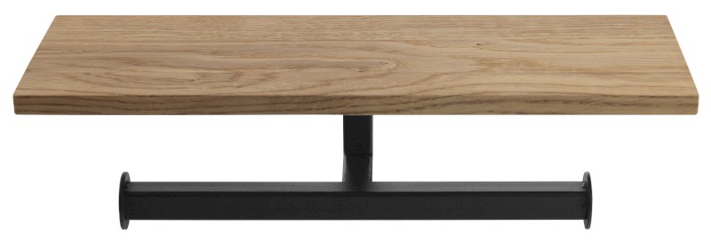 SKA dvojitý držák toaletního papíru s poličkou 30cm, černá mat/dub SKA425