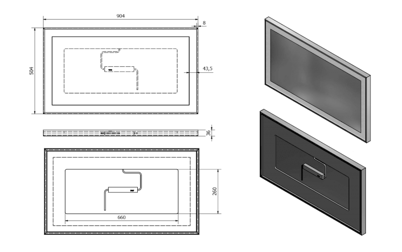 LUMINAR zrcadlo s LED osvětlením v rámu 90x50cm, chrom NL559
