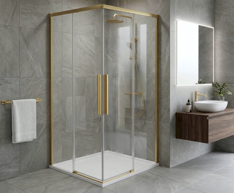 LUXOR GOLD MATT sprchové dveře pro rohový vstup 1000mm, čiré sklo GU2110G