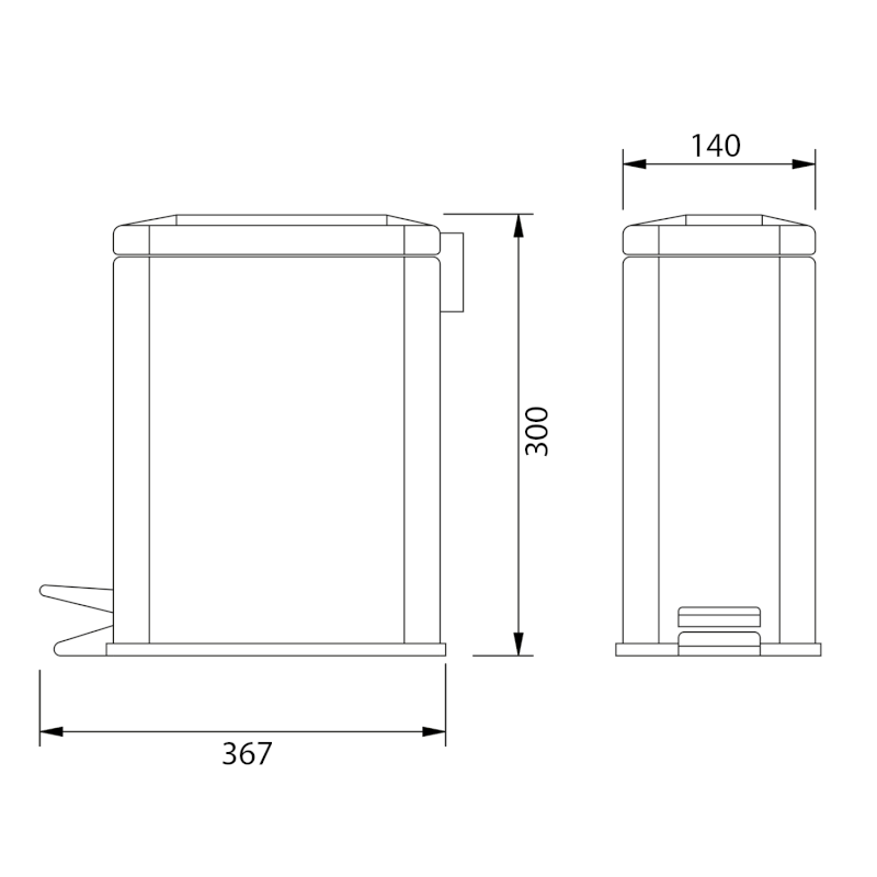 SIMPLE LINE odpadkový koš obdélníkový 5l, černá mat GAQ005B