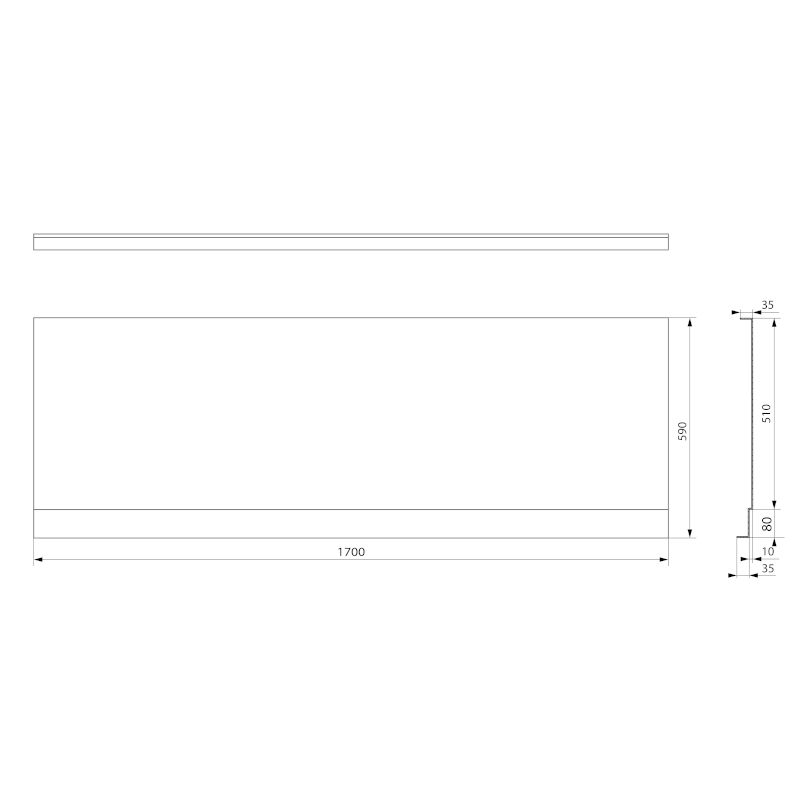 PLAIN NIKA panel 170x59cm, černá mat 72525.21