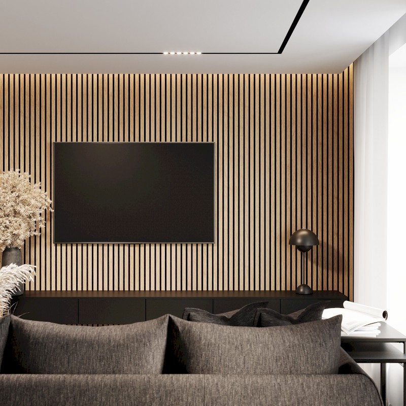 DELUXE akustický panel 2400x520x18mm, dub/černá 54-240-11-86-12