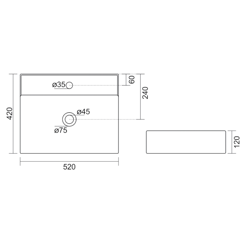 CALLIS keramické umyvadlo na desku 52x42cm, bílá NP372