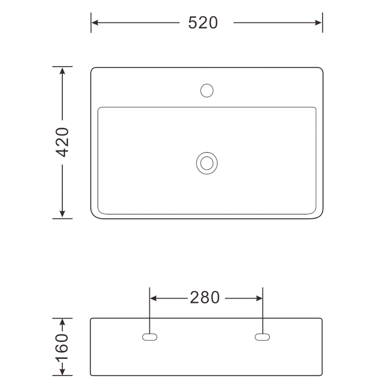 NEASA keramické umyvadlo 52x42cm, bílá 201.116.4