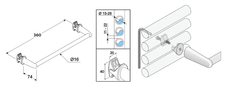 Sušák ručníků na otopná tělesa 36cm rovný, bílá IDR-40