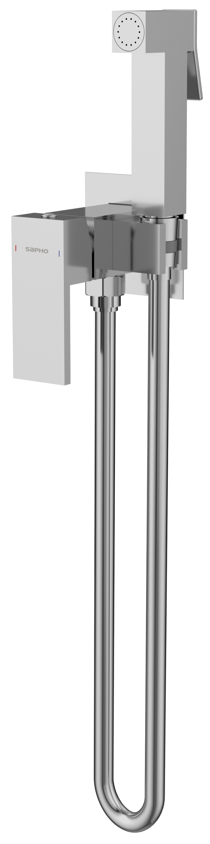 CUBEMIX podomítková bidetová baterie se Stop sprškou, hranatá, chrom CM040