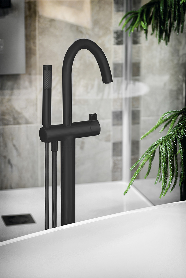 Vanová baterie s připojením do podlahy, černá mat R5018B