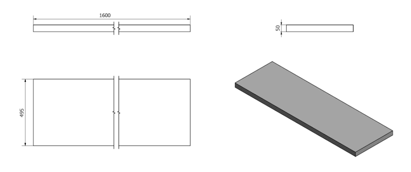 AVICE deska pod umyvadlo 160x50cm, tl.5cm, štípaný kámen AV169