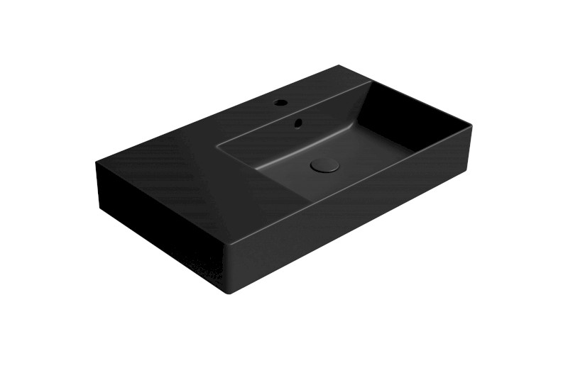 KUBE X keramické umyvadlo 80x47cm, s odkládací plochou vlevo, černá mat 9457126